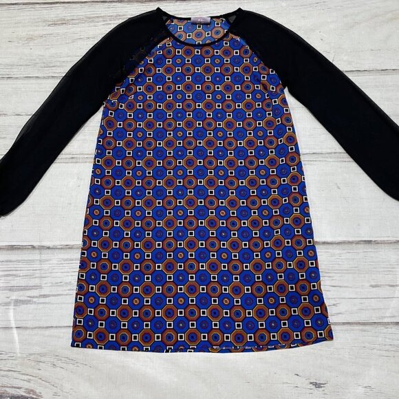 Romeo Juliet Couture Dress Geometric Print Cut Outs Sheer Sleeves Medium - Picture 1 of 12